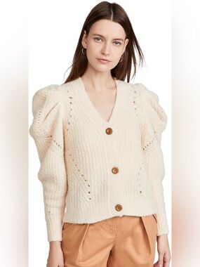 Ulla Johnson Cream Alpalca Blend Emmy Cardigan Sweater XL